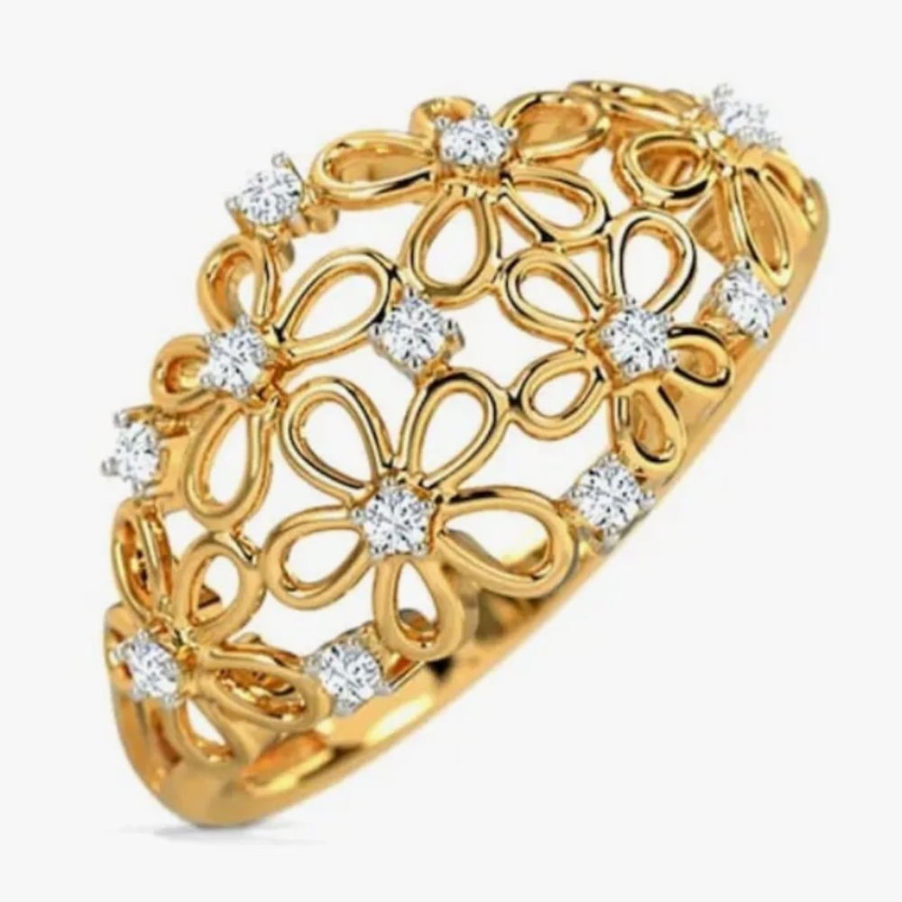 NEW Gold Tone Rhinestone Flower Ring Size 7 - Picture 3 of 8